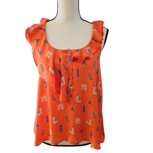 Anthropolpgie Maeve Aurelie Eiffel Tower Sleeveless Blouse 0